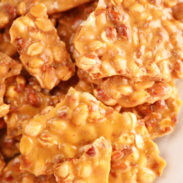 pieces of Microwave Peanut Brittle