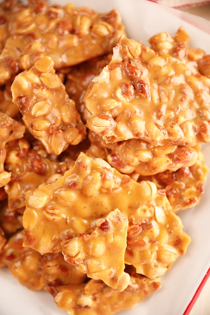 pieces of Microwave Peanut Brittle