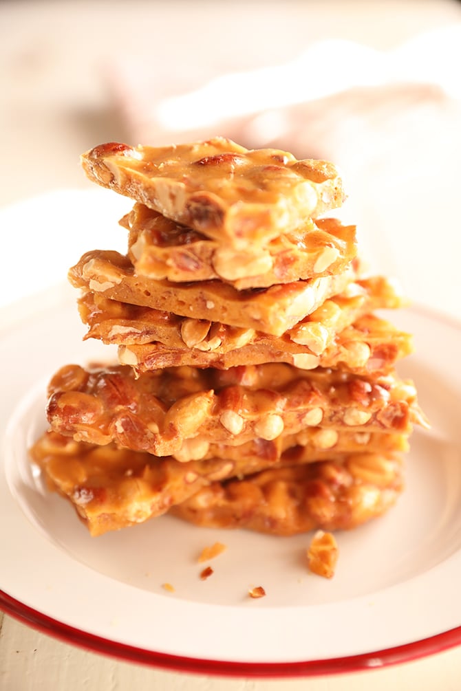 stack of pieces of Microwave Peanut Brittle