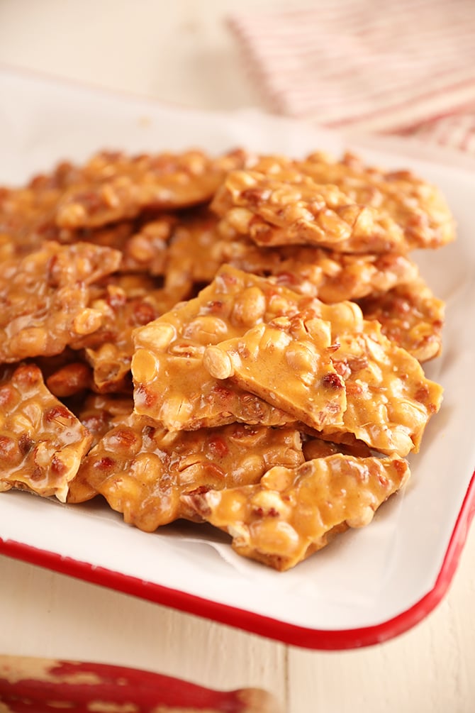 pieces of Microwave Peanut Brittle