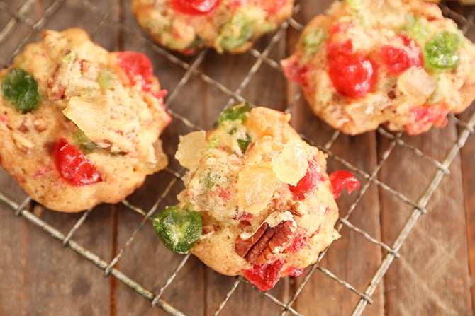Old Fashioned Fruitcake Cookies on wire rack