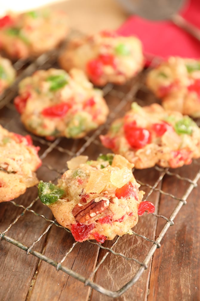 Old Fashioned Fruitcake Cookies on wire rack