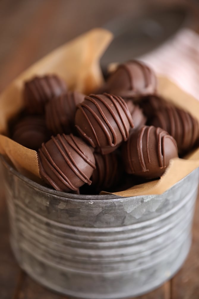 Peanut Butter Balls in a container
