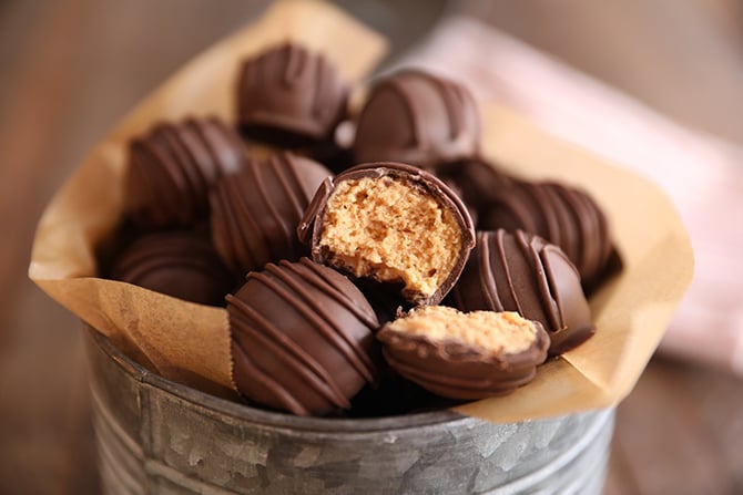 Peanut Butter Balls in a container