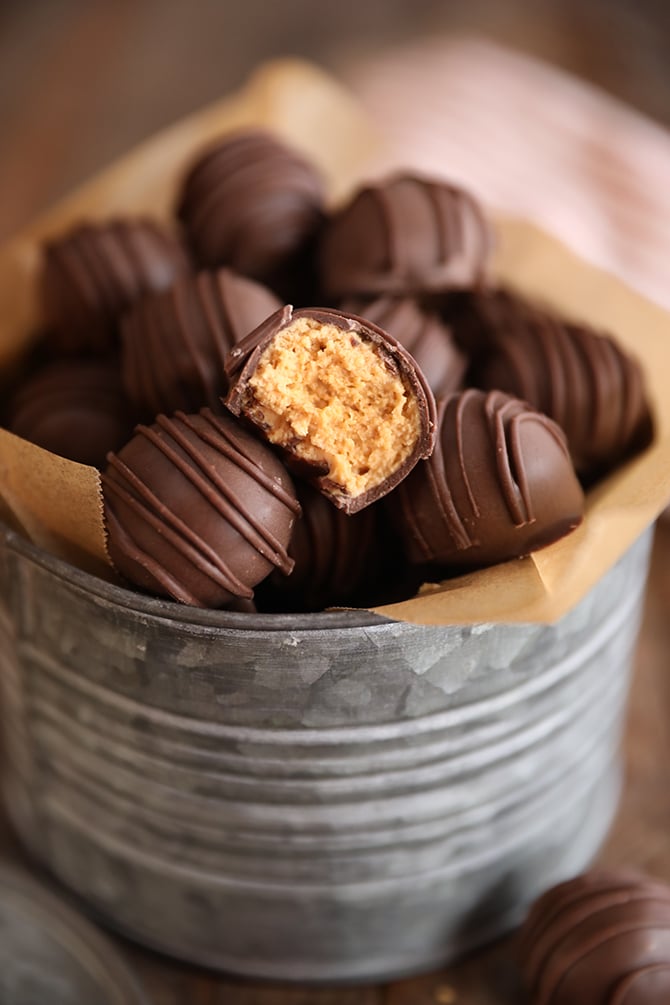 Peanut Butter Balls in a container