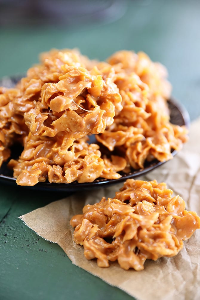 Easy Cornflake Cookies on a plate