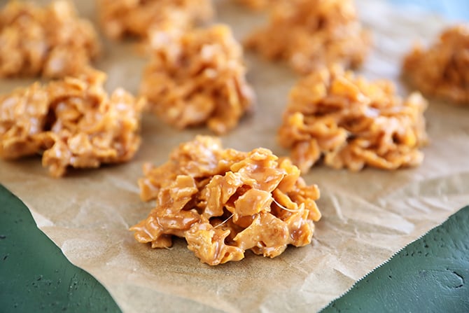 Easy Cornflake Cookies on parchment paper