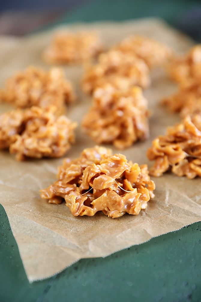 Easy Cornflake Cookies on parchment paper