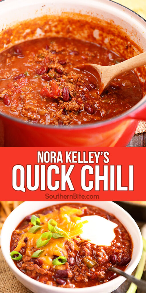 Nora Kelley's Quick Chili - image for Pinterest