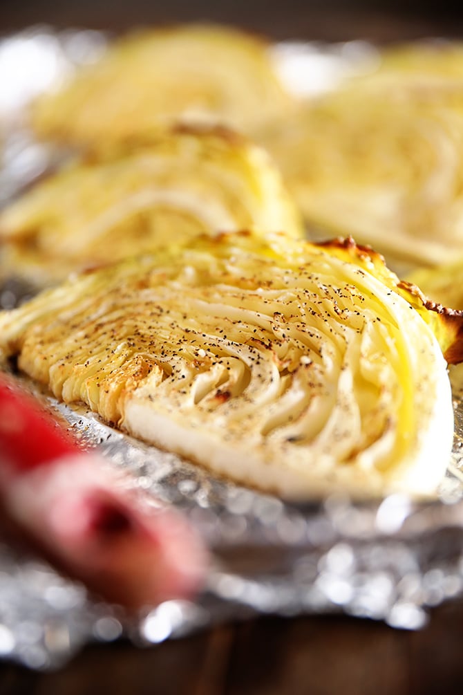 Easy Roasted Cabbage on foil