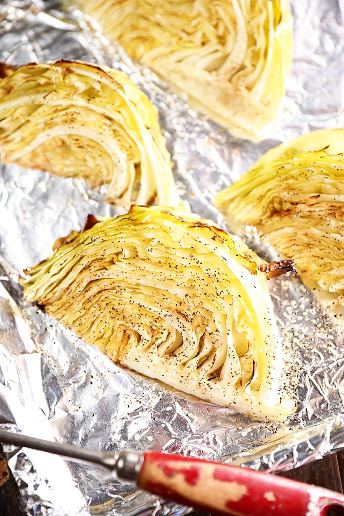 Easy Roasted Cabbage on foil
