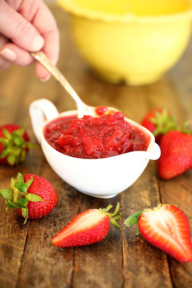 Easy Strawberry Sauce in a dish