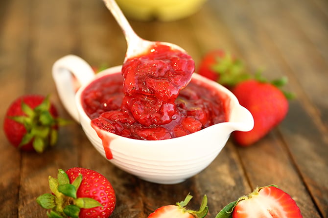 Easy Strawberry Sauce in a dish