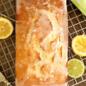 Overhead view of Fresh Lemon Lime Cake