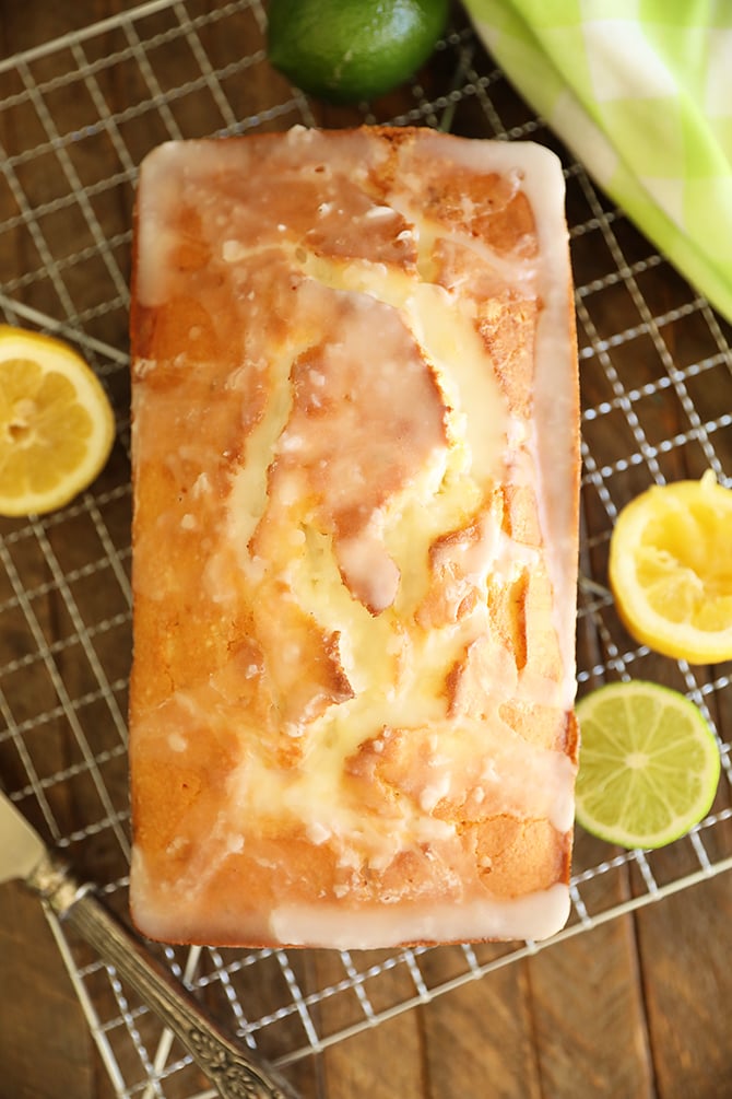 Overhead view of Fresh Lemon Lime Cake