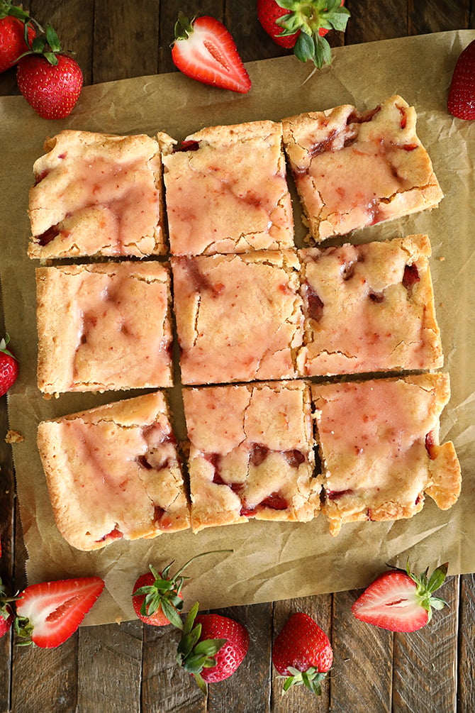 Sliced Fresh Strawberry Blondies