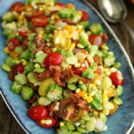 Summer Succotash on a blue plate