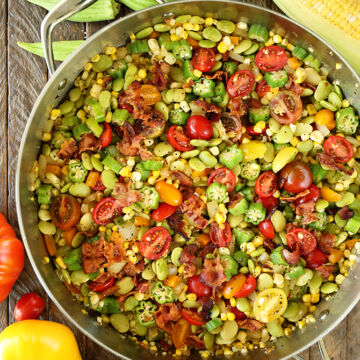 Overhead view of Summer Succotash in pan