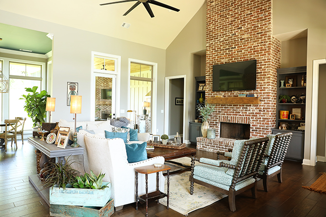 View of fireplace
