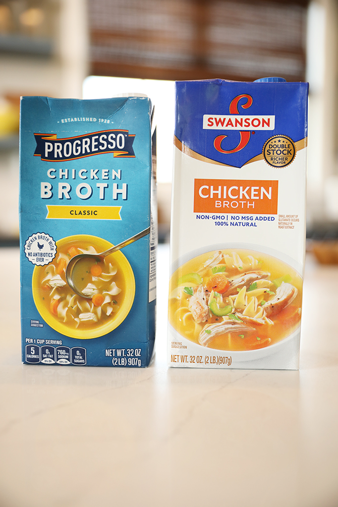 Cartons of chicken broth