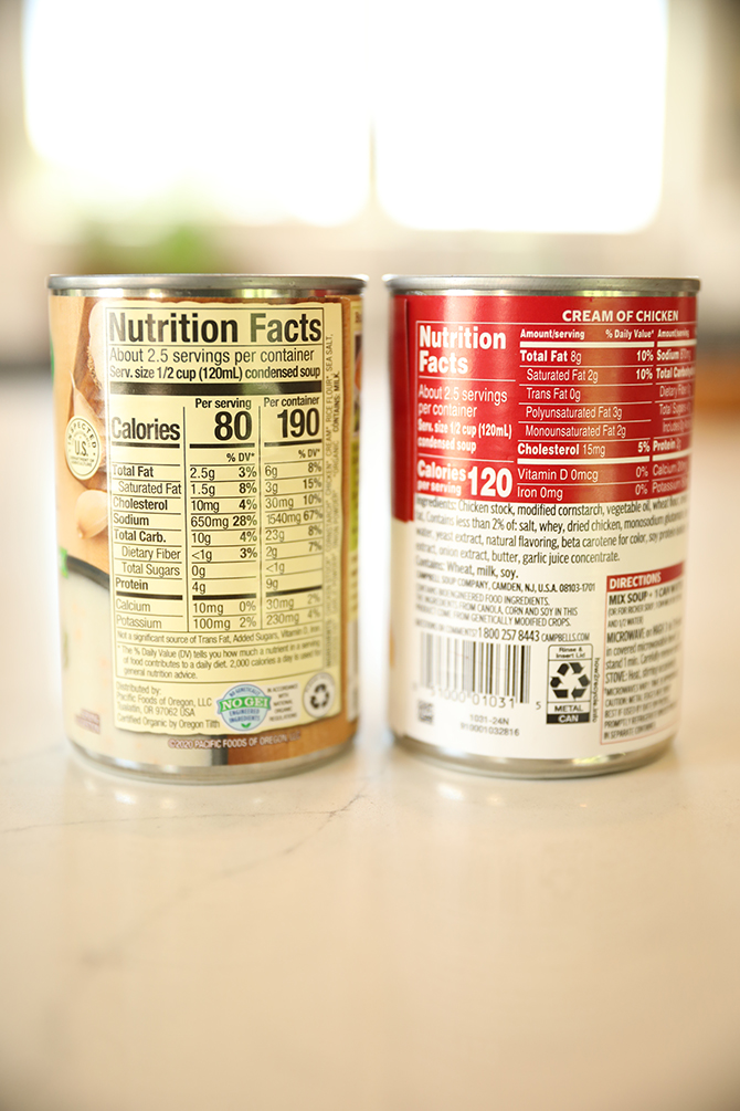 Cans of Cream of chicken soup