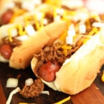 Hot Dog Chili Sauce on hot dogs