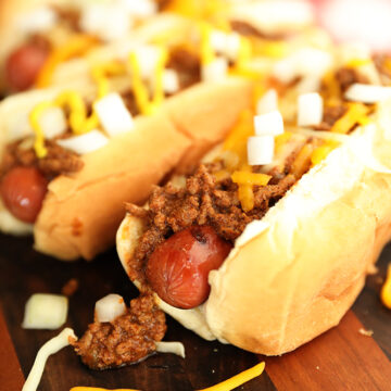 Hot Dog Chili Sauce on hot dogs