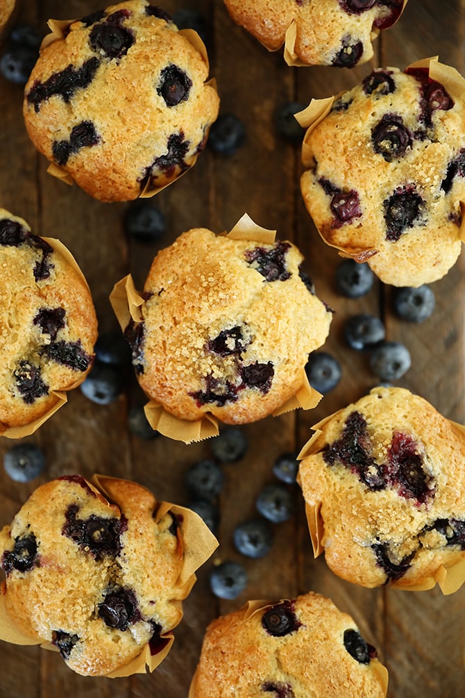 Overhead view of Nana's Best Blueberry Muffins