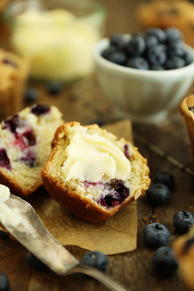 Nana's Best Blueberry Muffin with butter