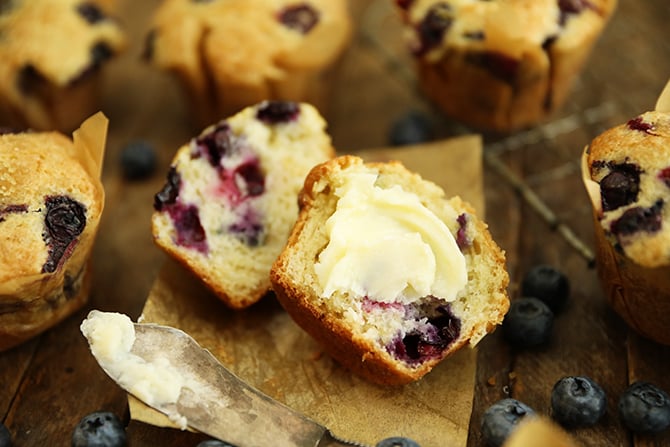 Nana's Best Blueberry Muffin with butter