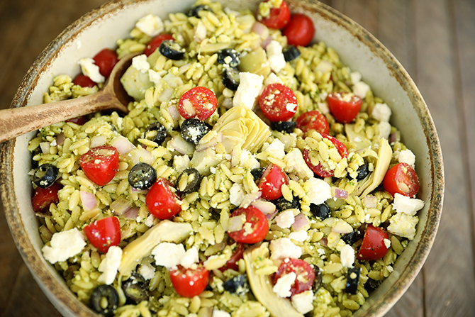 Pesto Pasta Salad in a bowl