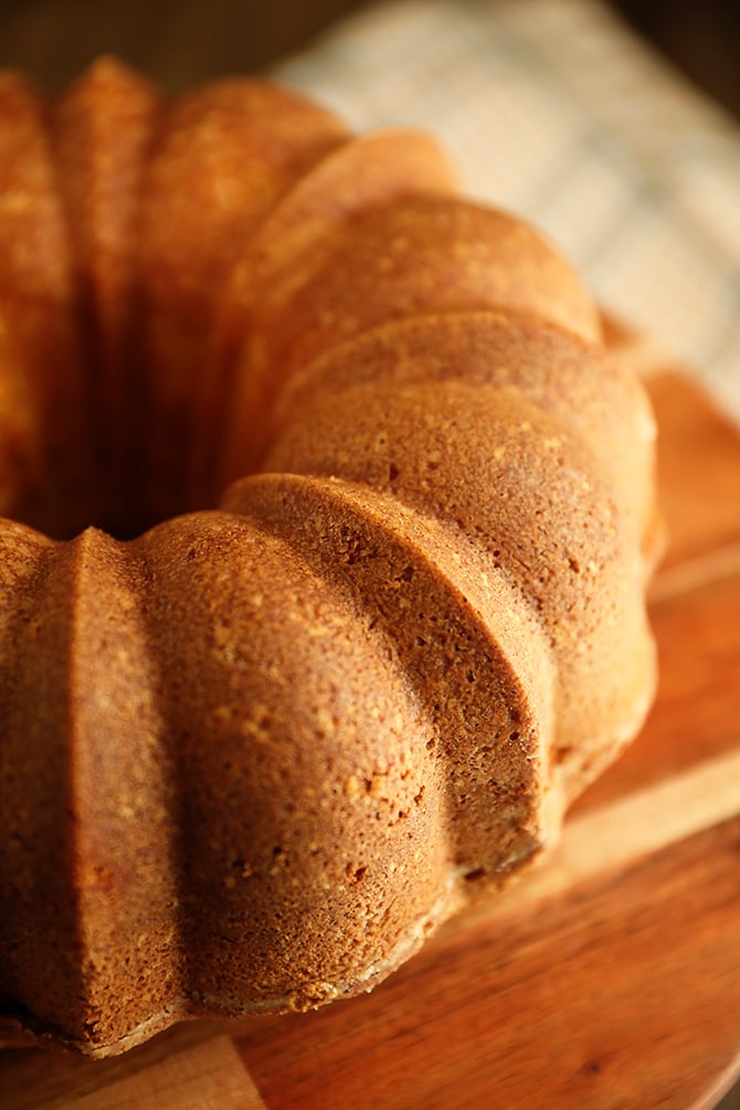 Buttermilk Pound Cake on cake stand