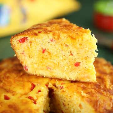 Slice of Pimento Cheese Cornbread