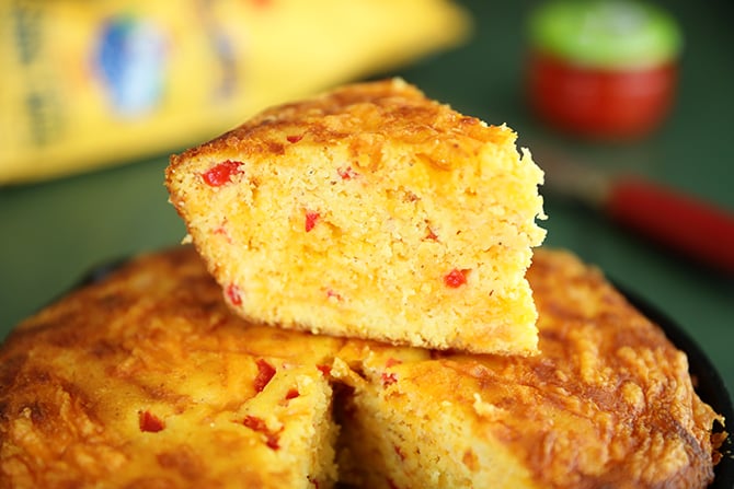 Slice of Pimento Cheese Cornbread