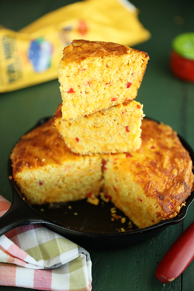stack of Pimento Cheese Cornbread