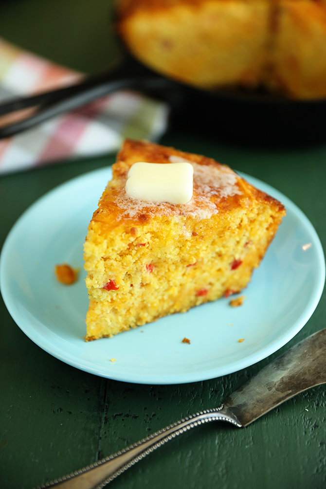 Pimento Cheese Cornbread with melted butter