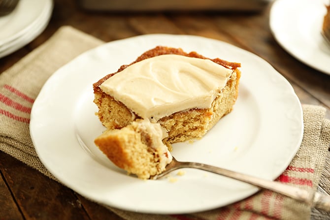 Piece of Apple Butter Cake with bite missing