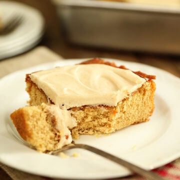 Piece of Apple Butter Cake with bite missing