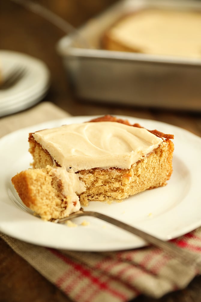 Piece of Apple Butter Cake with bite missing