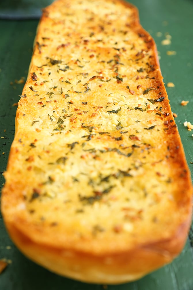 whole loaf of garlic bread