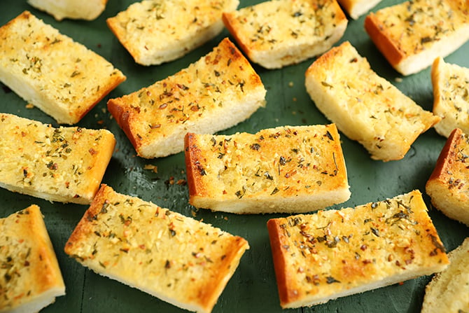 pieces of garlic bread