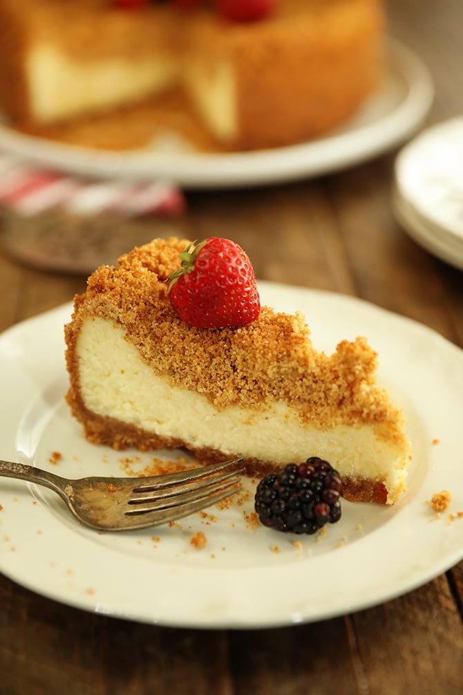 Single slice of Easy Double Crust Cheesecake