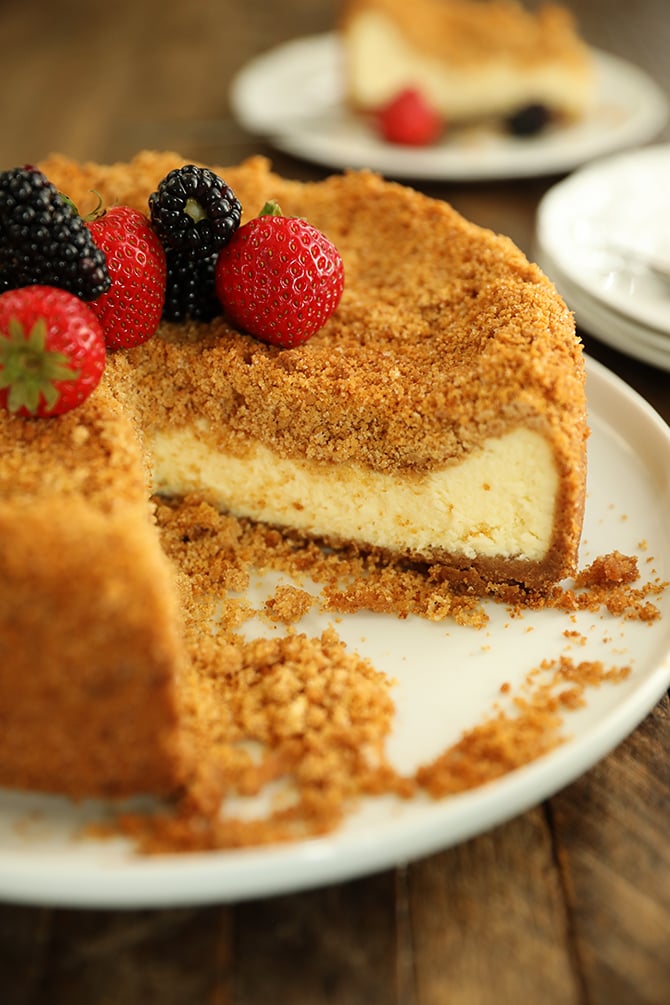 Close view of Easy Double Crust Cheesecake inside