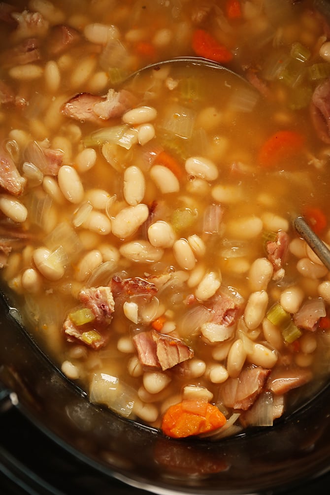 Slow Cooker Ham and Beans in a slow cooker