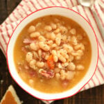bowl of Slow Cooker Ham and Beans
