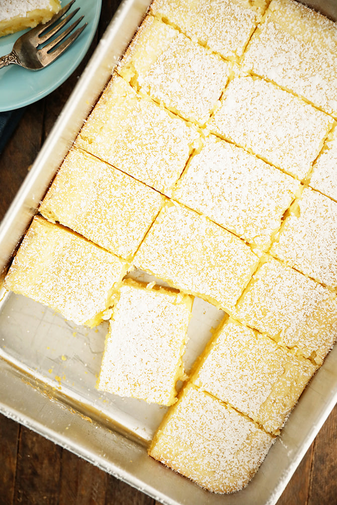 Easy Lemon Squares in metal pan