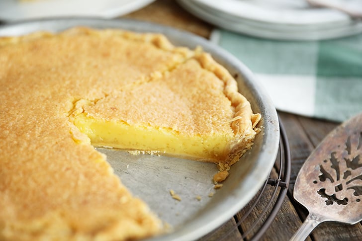 Old Fashioned Vinegar Pie with slice missing