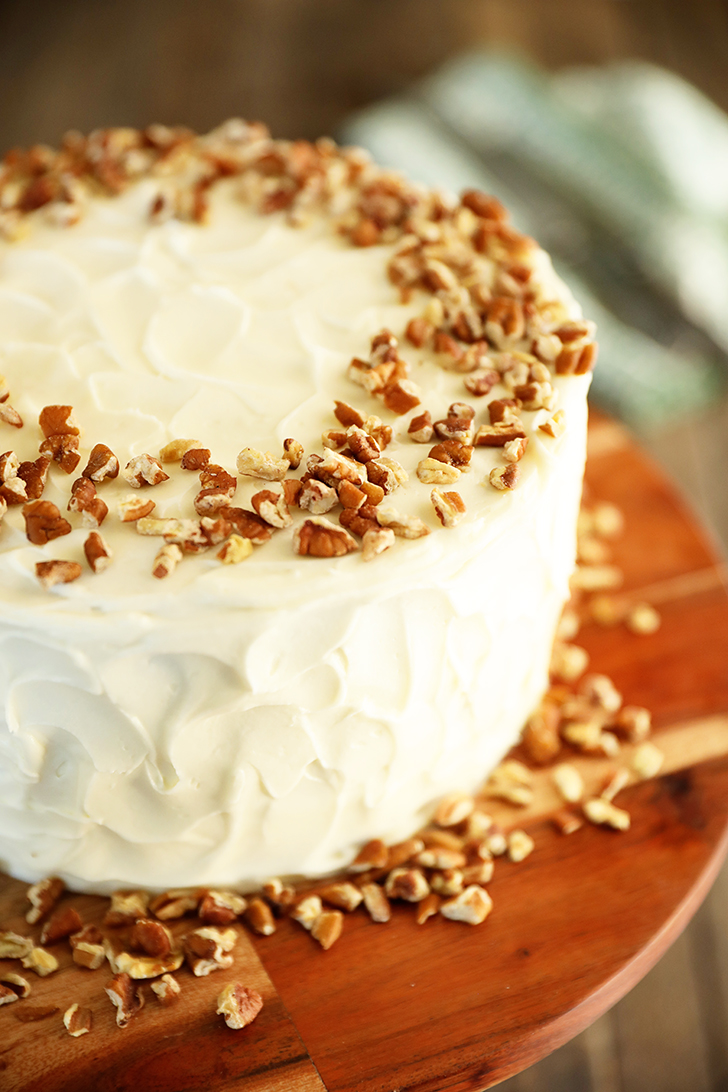 view of whole carrot cake.