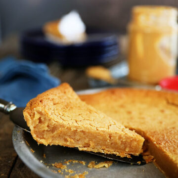Taking a slice of Peanut Butter Chess Pie