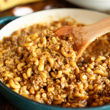 Scoop of Homemade Hamburger Helper.